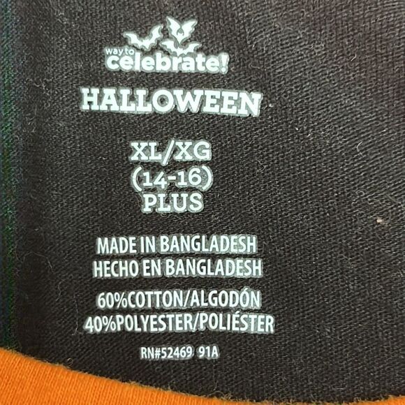 Celebrate Halloween Glitter Skull & Crossbones Baseball Shirt-XL-14/16 Plus Girl - Picture 13 of 15